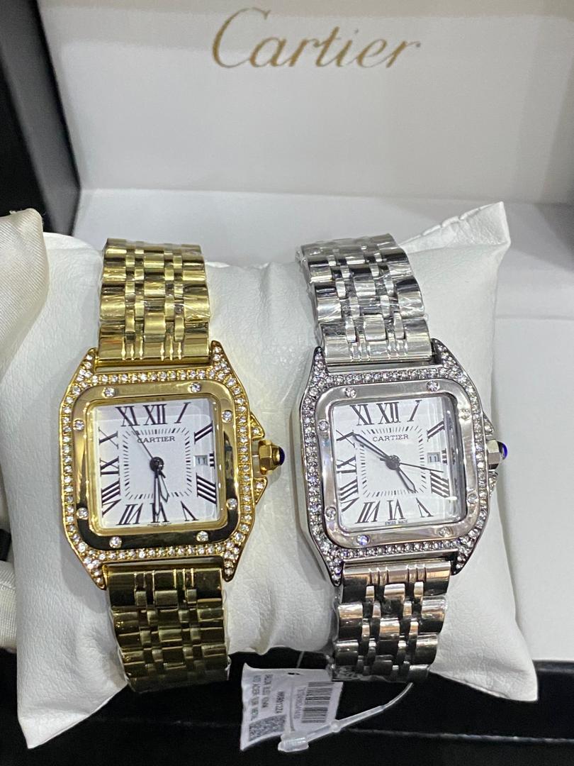 Cartier Panther Couple Watches with Diamond Bezels