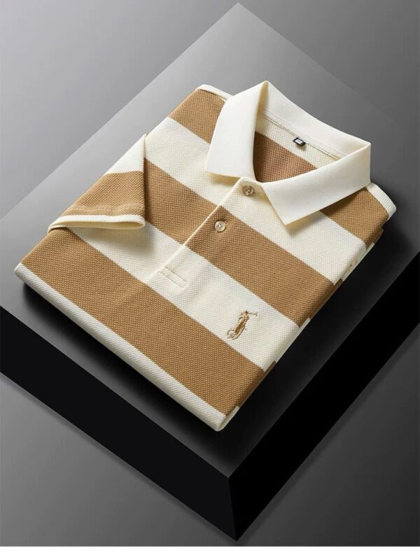 Classic Striped Polo Shirt with Embroidered Logo