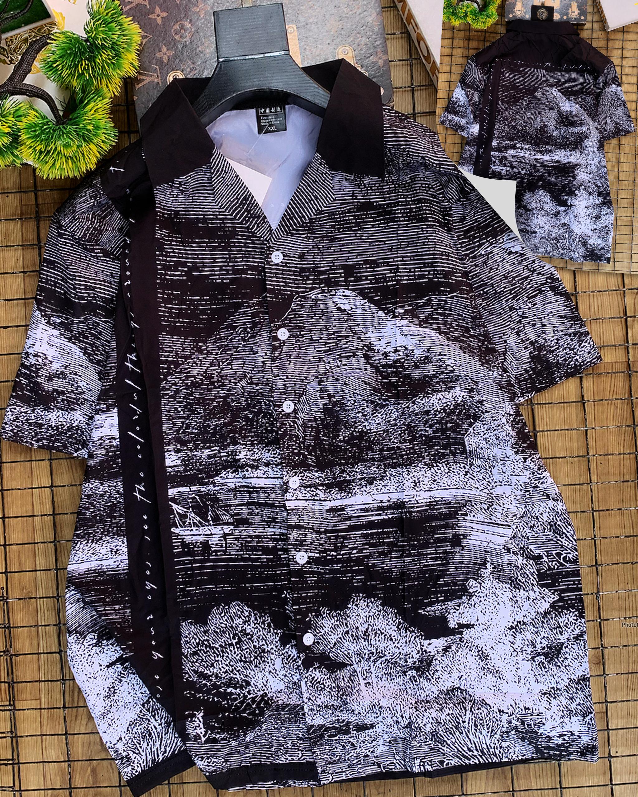 Scenic Mountain & Forest Print Hawaiian Shirt