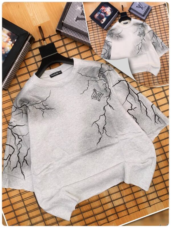 "Electric Charge" Oversized Lightning Graphic T-Shirt