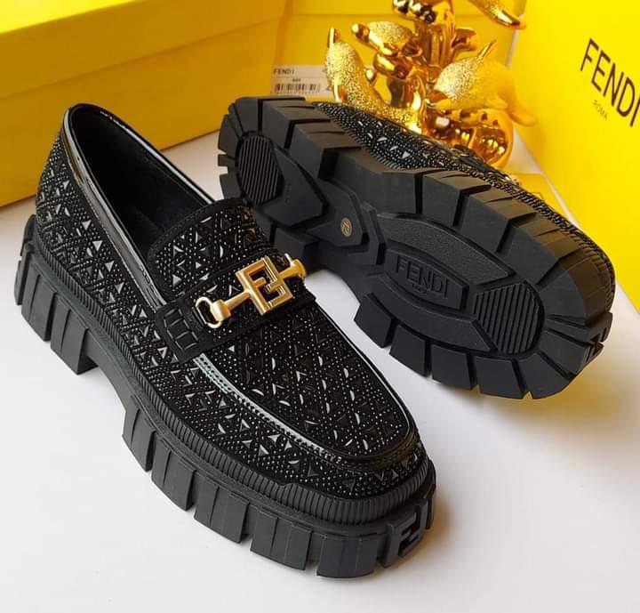 Men's Fendi Inspired Black Monogram Loafers