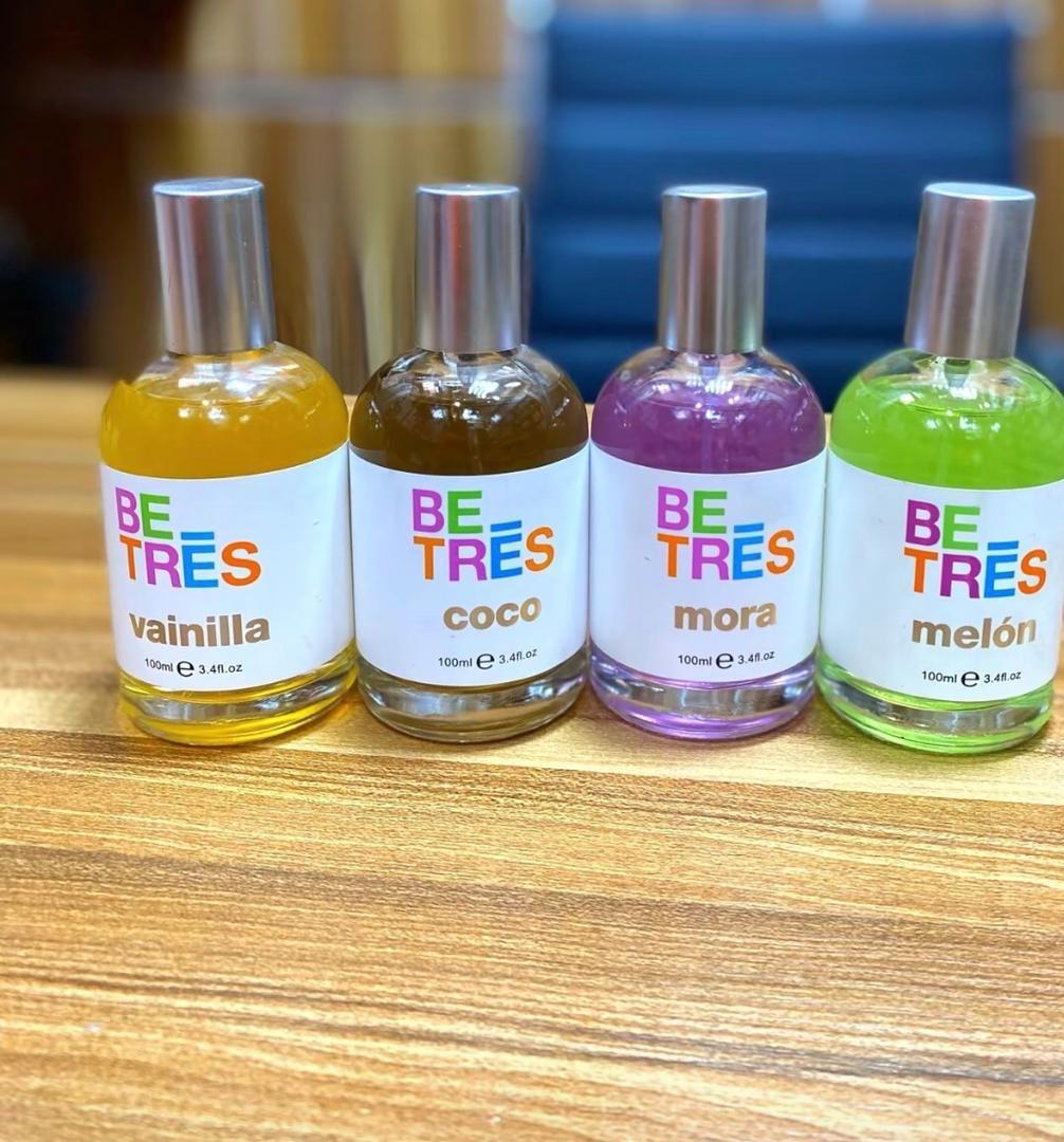 BE TRES Scented Body Mists - Vanilla, Coconut, Berry, and Melon (100ml)