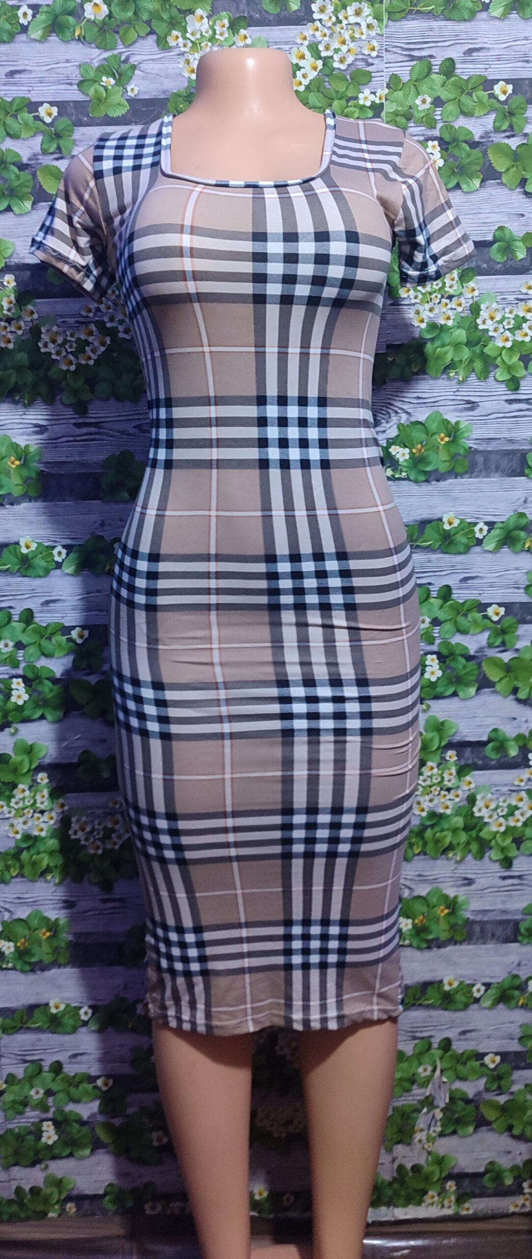 Plaid Bodycon Midi Dress