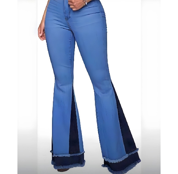 Two-Tone Flared Denim Jeans