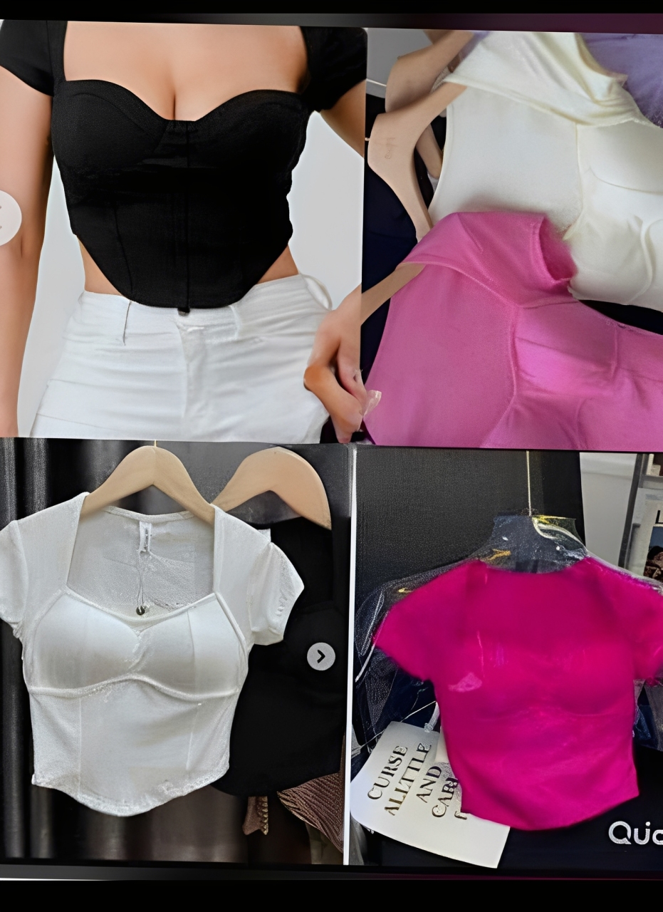 Women's Bustier/Corset Style Crop Top with Sweetheart Neckline