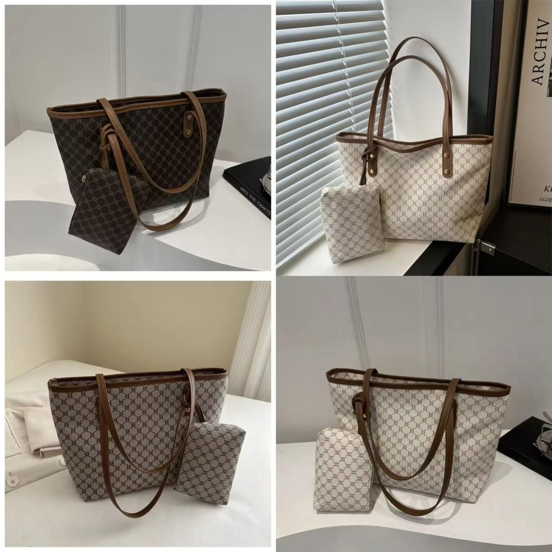 Monogram Pattern Tote Bag Set with Purse